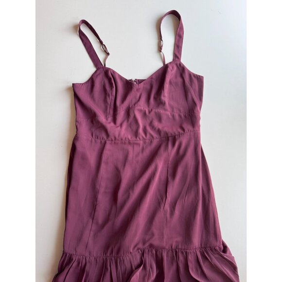 ABERCROMBIE & FITCH Purple Satin Ruffle Tiered Maxi Dress, Size L - Picture 2 of 7